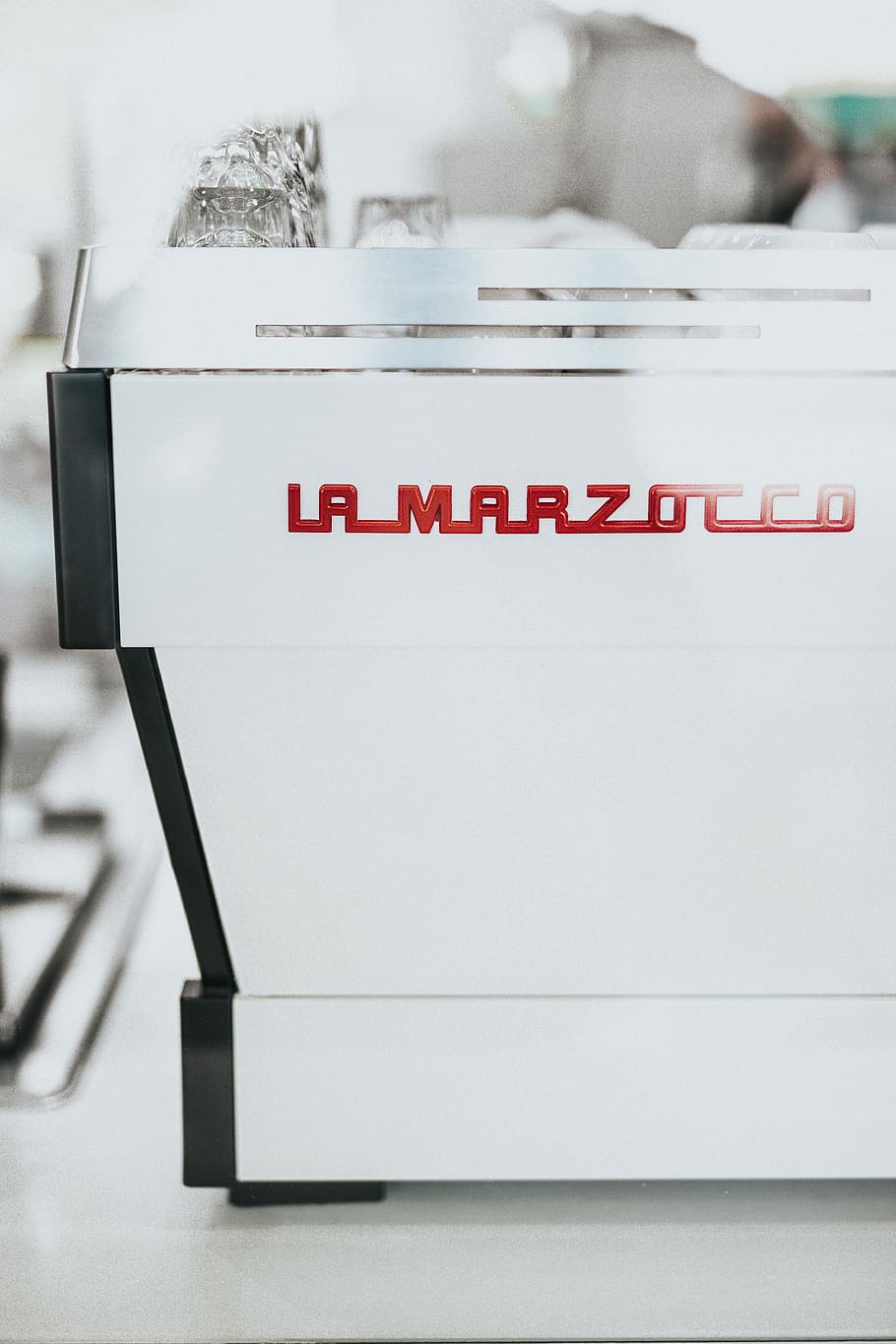 white and black desk photography, white and black La Marzotco tray HD wallpaper