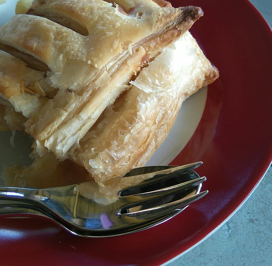 cake, strudel, apple strudel, food and drink, freshness, plate HD wallpaper