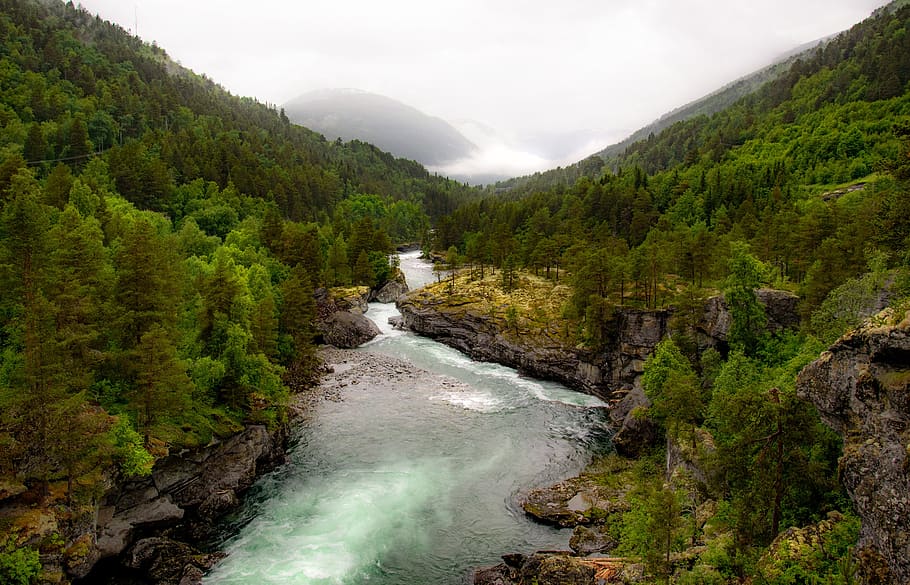 waterfall, river, stream, mountain, three, scenics - nature HD wallpaper