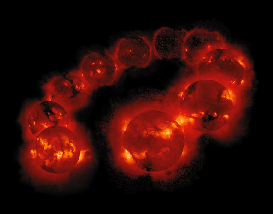 abstract, solar cycle, bright, vivid, concept, red, ovals, round HD wallpaper