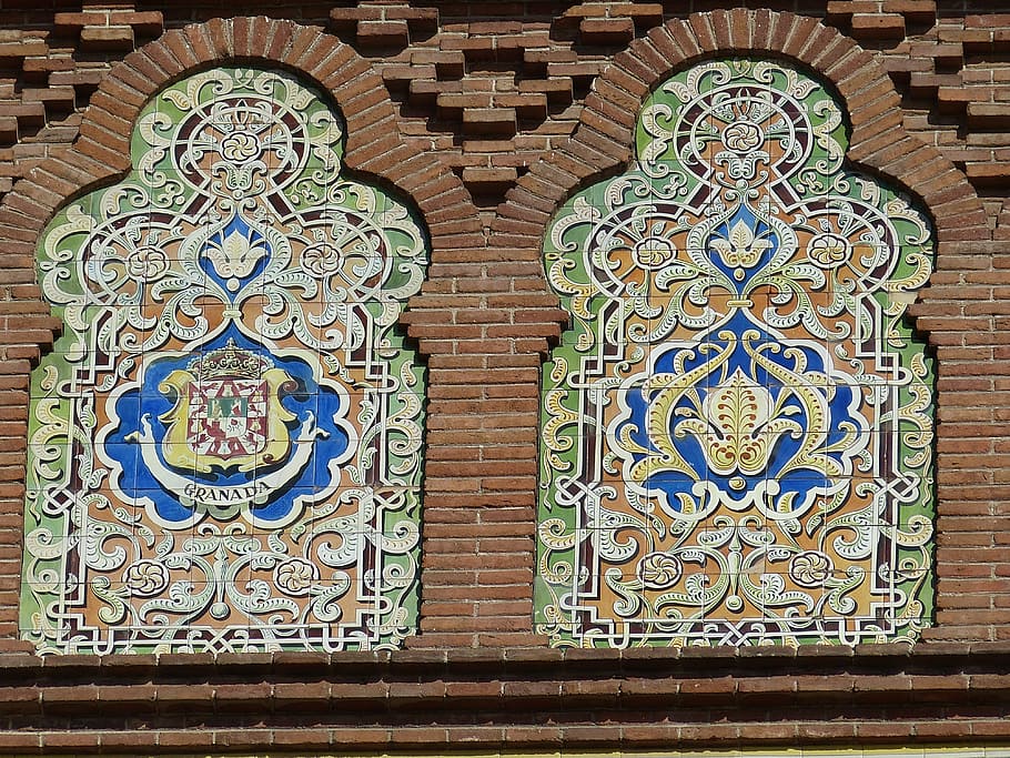 Ceramic, Building, Tiles, Madrid, Spain, architecture, space HD wallpaper