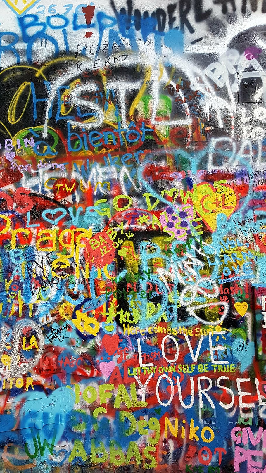 john lennon wall, prague, colorful, graffiti, paint, color, art, HD wallpaper