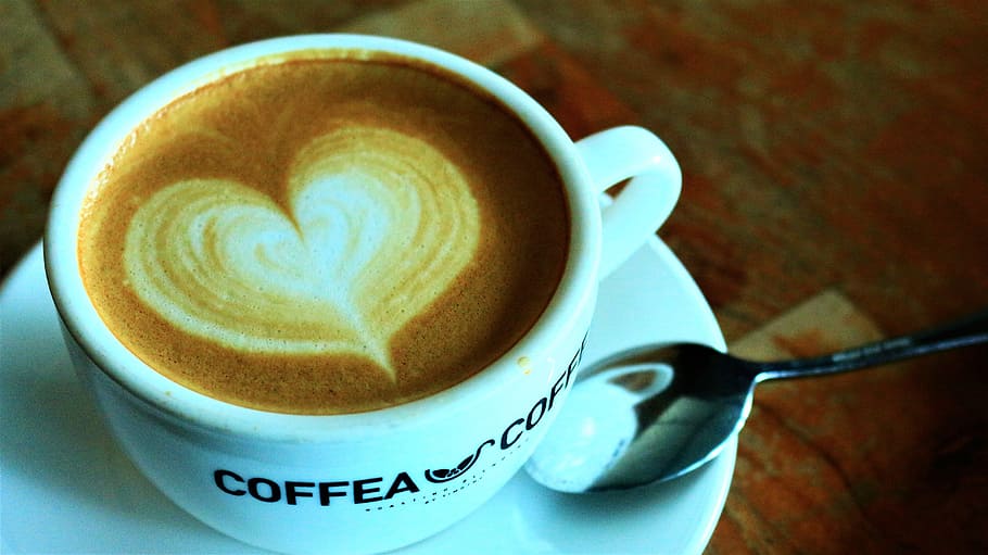 white ceramic cup on white saucer, Coffe, Coffee, Cafe, Hot, Brown HD wallpaper
