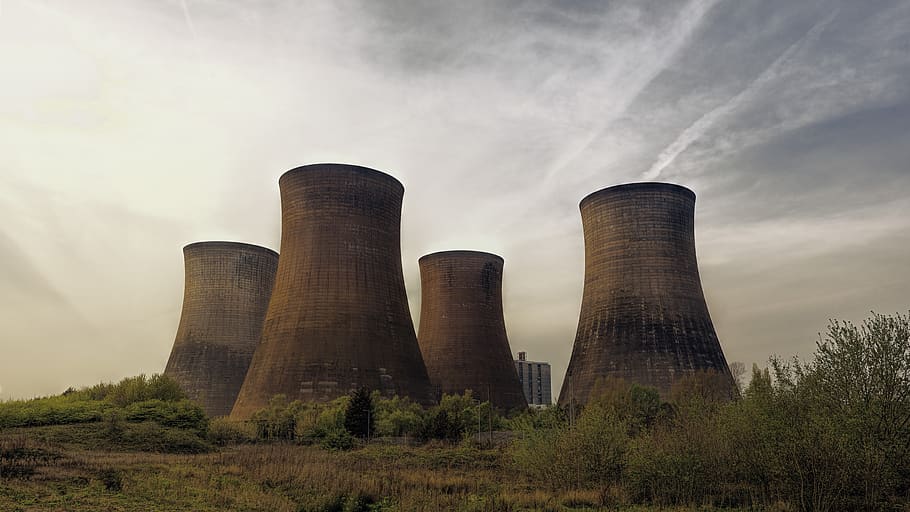 cooling towers, industry, cold, power plant, nuclear power plant, HD wallpaper