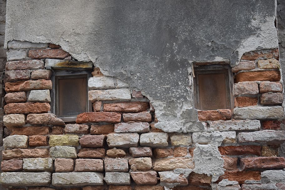 window, old, old window, weathered, hauswand, break up, masonry HD wallpaper