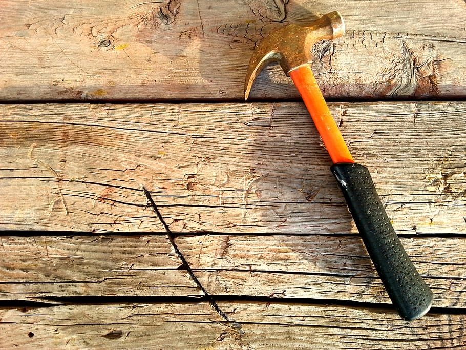 hammer, summer, construction site, tree, wood - material, still life HD wallpaper