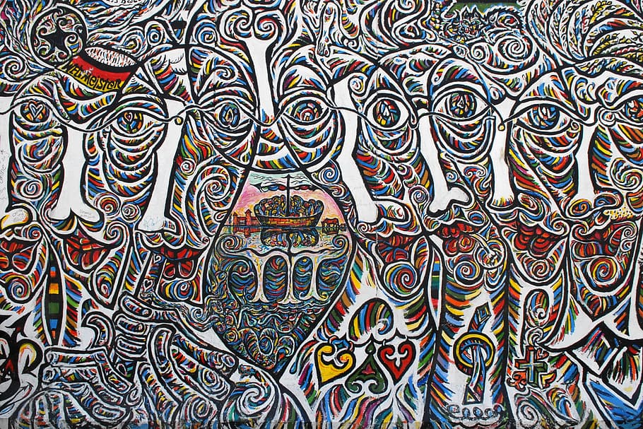 multicolored abstract painting, graffiti, berlin, east-side-gallery, HD wallpaper