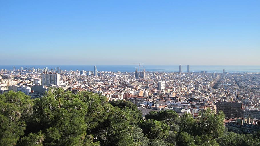 aerial view photography of cityscape, barcelona, güell park