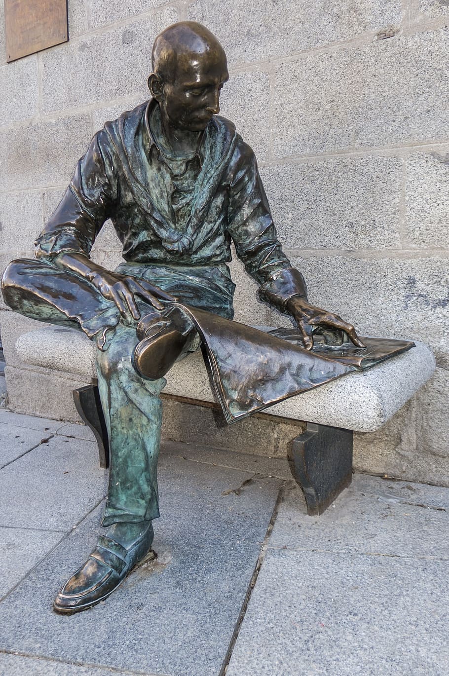 Reader, Statue, Bronze, sitting, madrid, metal, art, sculpture HD wallpaper