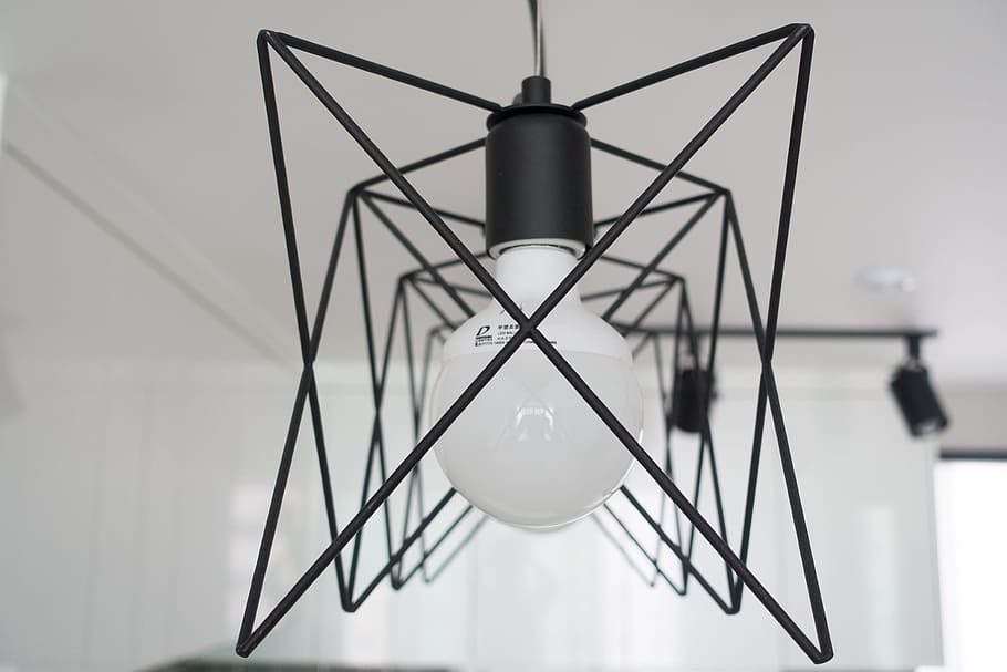 lamp, interior, light, bulb, line, ufo, metal, lighting equipment HD wallpaper