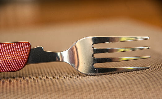 gray stainless steel fork in closeup photography, teeth, cutlery HD wallpaper