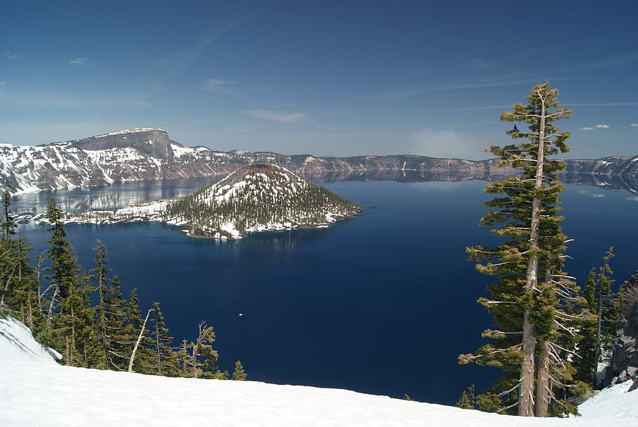 HD wallpaper: Crater Lake, Crater Lake National Park, snow, winter ...