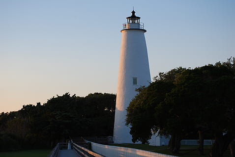 ocracoke, lighthouse, white, outer banks, north carolina, island HD wallpaper