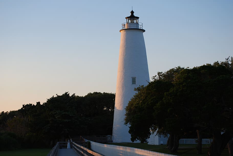 ocracoke, lighthouse, white, outer banks, north carolina, island HD wallpaper