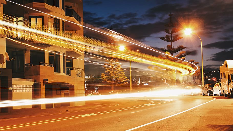 time lapse photography of cars, architecture, building, infrastructure HD wallpaper