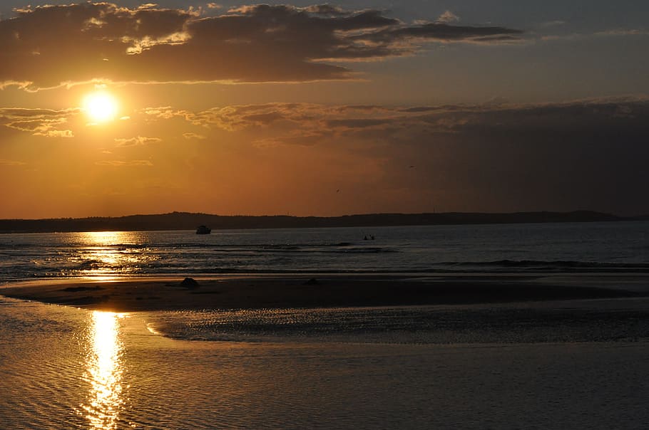 sea, beach, sunset, sky, clouds, holidays, poland, świnoujście HD wallpaper