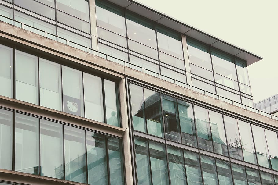 glass facade, hello kitty, building, architecture, window, glass - Material HD wallpaper