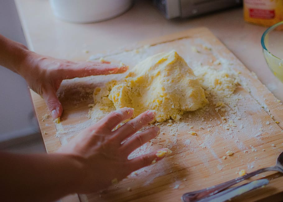 person kneading dough, baking, cooking, kitchen, chef, cutting board HD wallpaper