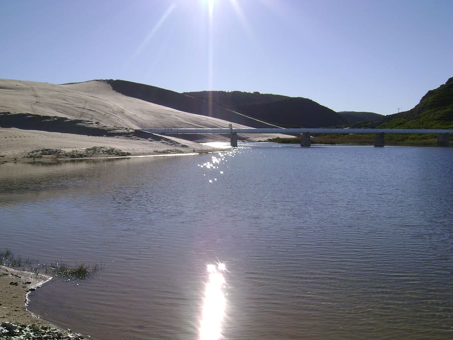 reflection, sun, sea, dune, water, sky, scenics - nature, beauty in nature HD wallpaper