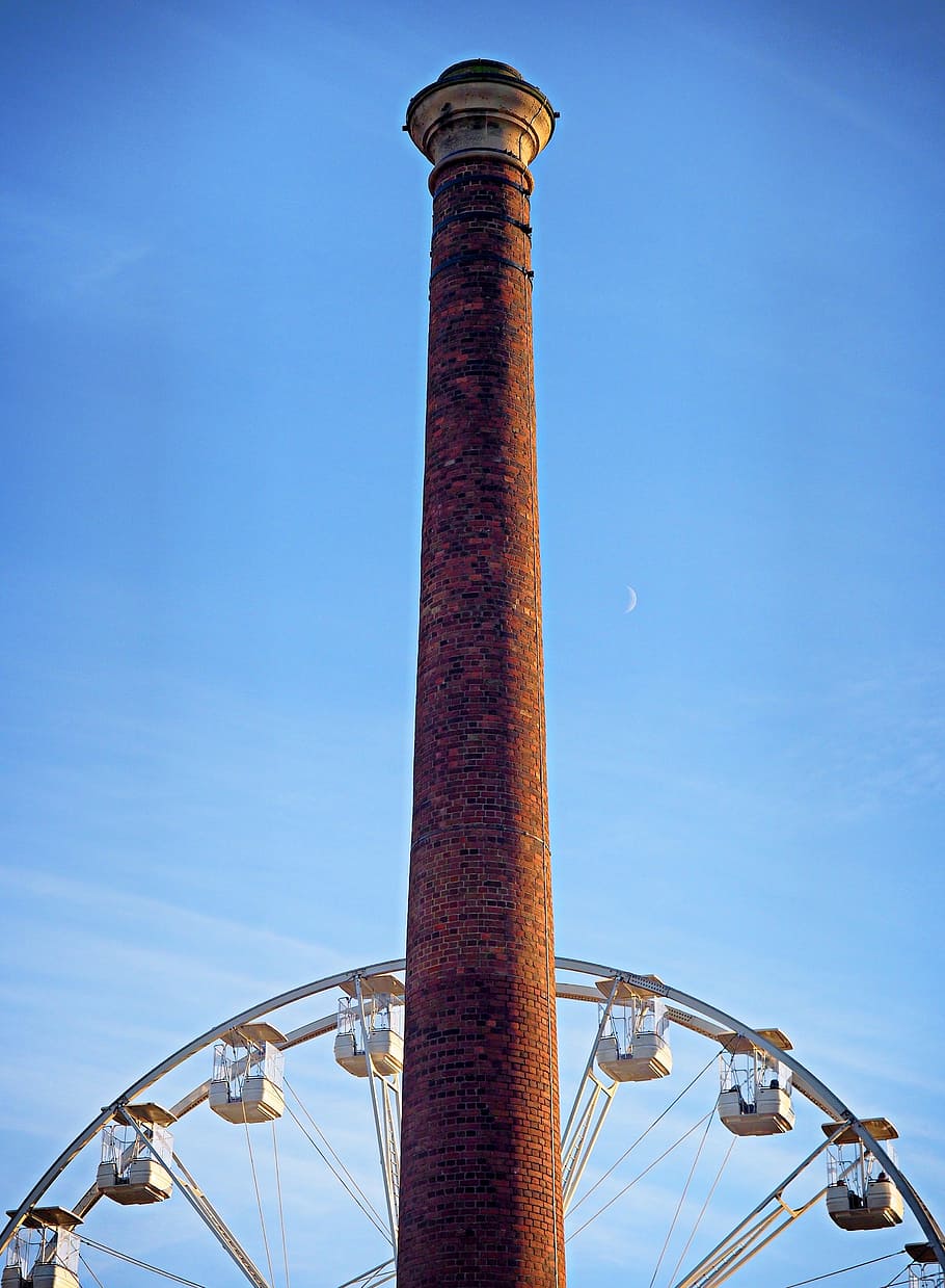 Chimney, Ferris, Wheel, Stack, Smoke, phallic, tall, industry HD wallpaper