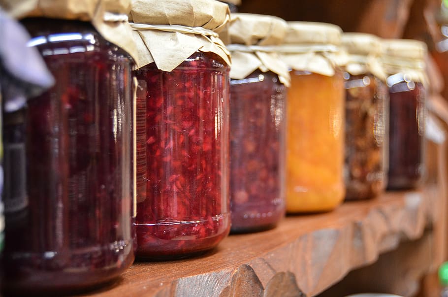 pile of infused bottles photo, jam, preparations, jars, fruit HD wallpaper