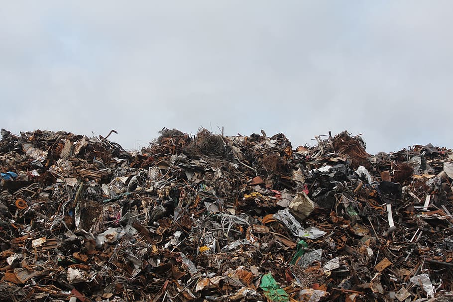 pile of assorted garbage, disposal, dump, junk, landfill, litter