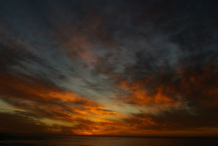 ocean, sunset, sunlight, sky, sea, horizon, cloudscape, water HD wallpaper