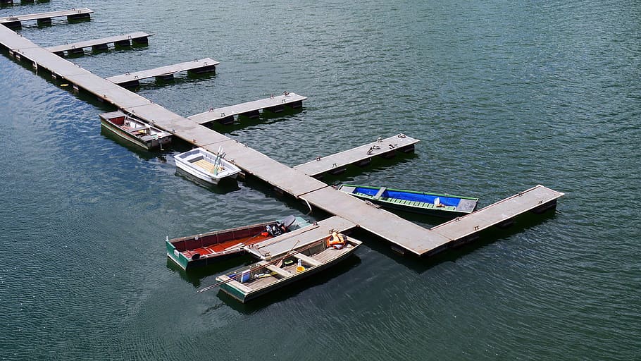 plot, pier, boat, water, nautical vessel, transportation, high angle view HD wallpaper