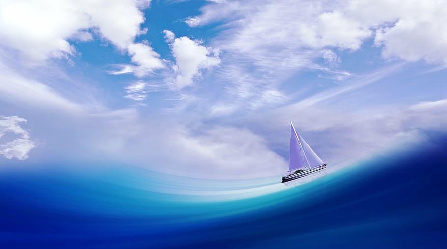 sailboat on ocean during daytime, ship, boot, wave, sea, water, HD wallpaper