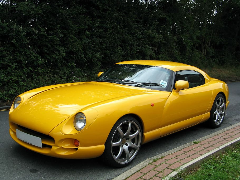yellow sports car parked beside plants, Acceleration, Auto, Automobile, HD wallpaper