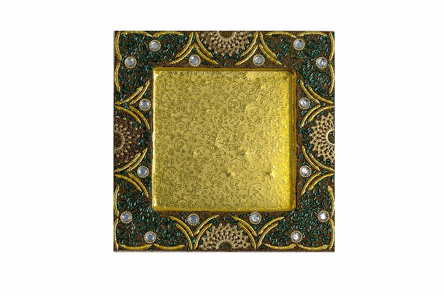 black and gold photo frame against white background, decorative HD wallpaper