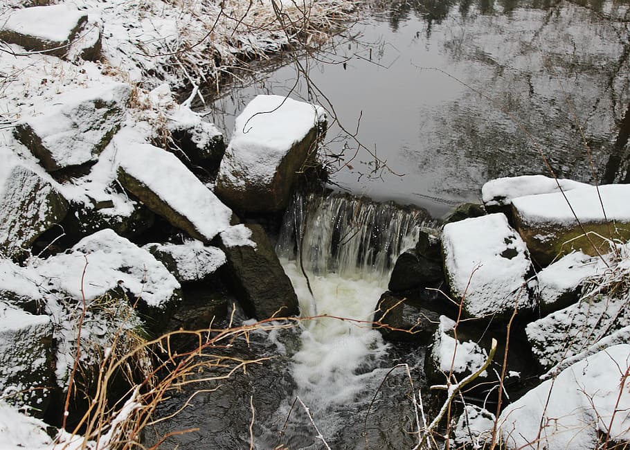 snow, winter, solitude, nature, water, cold temperature, frozen HD wallpaper