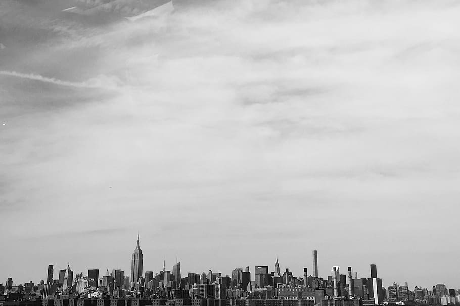 grayscale photography of high rise buildings, architecture, black and white HD wallpaper