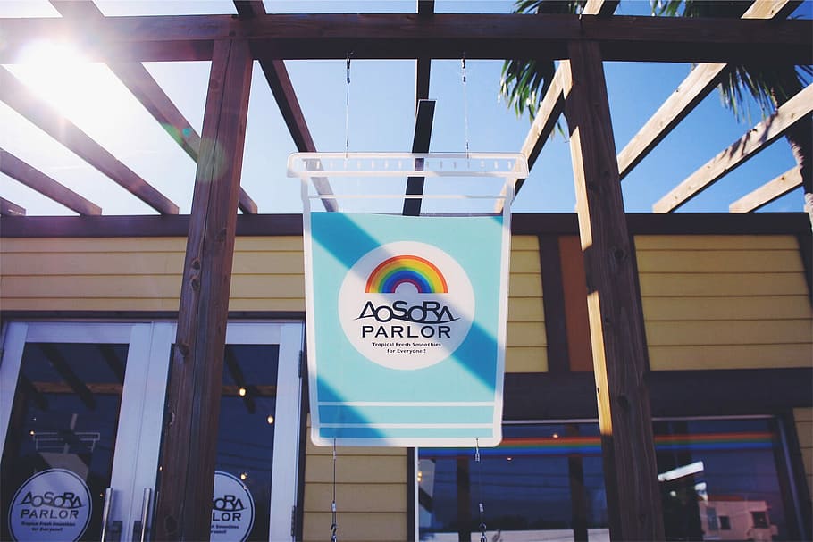 Aosora Parlor store faccade, sign, day, built structure, communication HD wallpaper