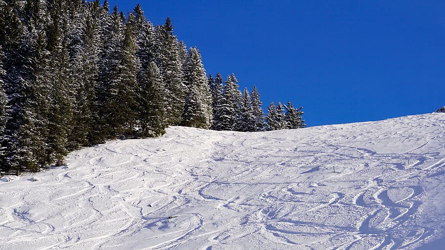 snow, winter, cold, mountain, nature, sky, schönwetter, landscape HD wallpaper