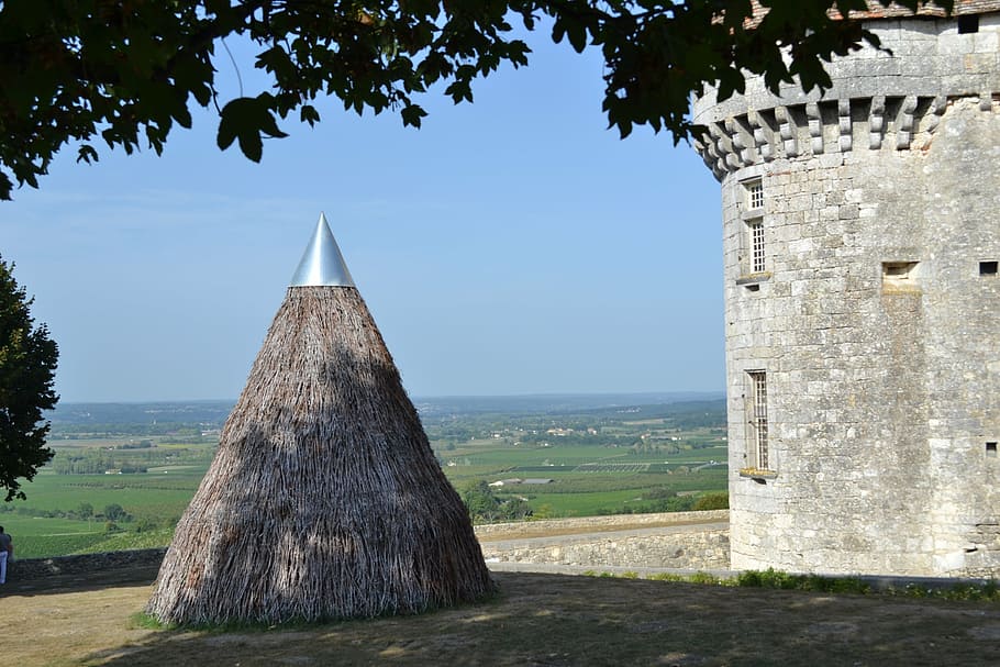 hay, haystack, monbazillac, castle, dordogne, tower, france HD wallpaper
