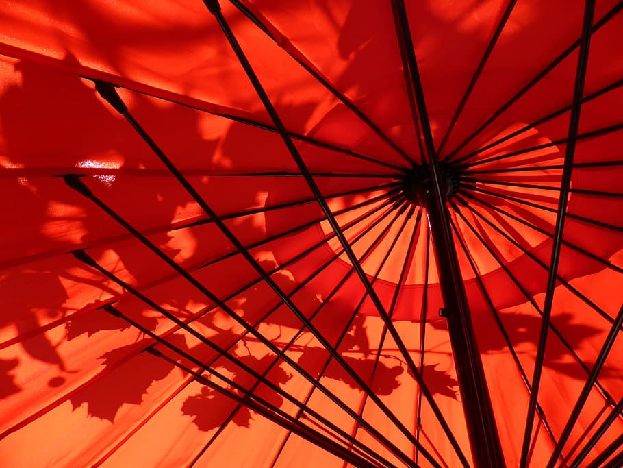 umbrella, red, weather, architecture, pattern, low angle view HD wallpaper