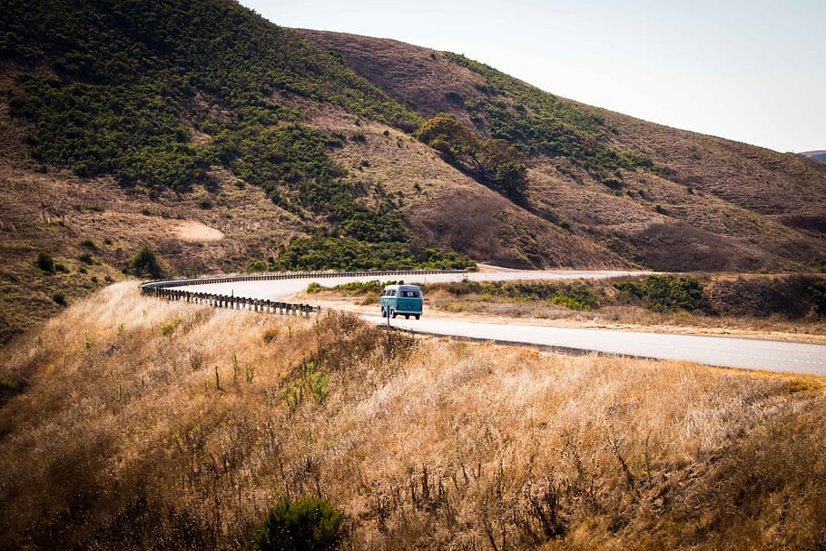 bulli, volkswagen, t5, bus, more, alone, mountains, california, HD wallpaper