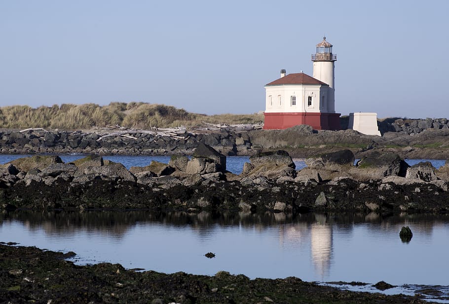 lighthouse, oregon, coast, pacific, ocean, scenic, landscape, HD wallpaper
