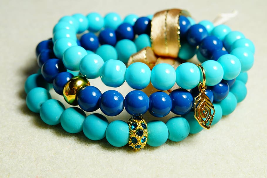 bracelet, beads, blue, necklace, jewelry, personal Accessory HD wallpaper