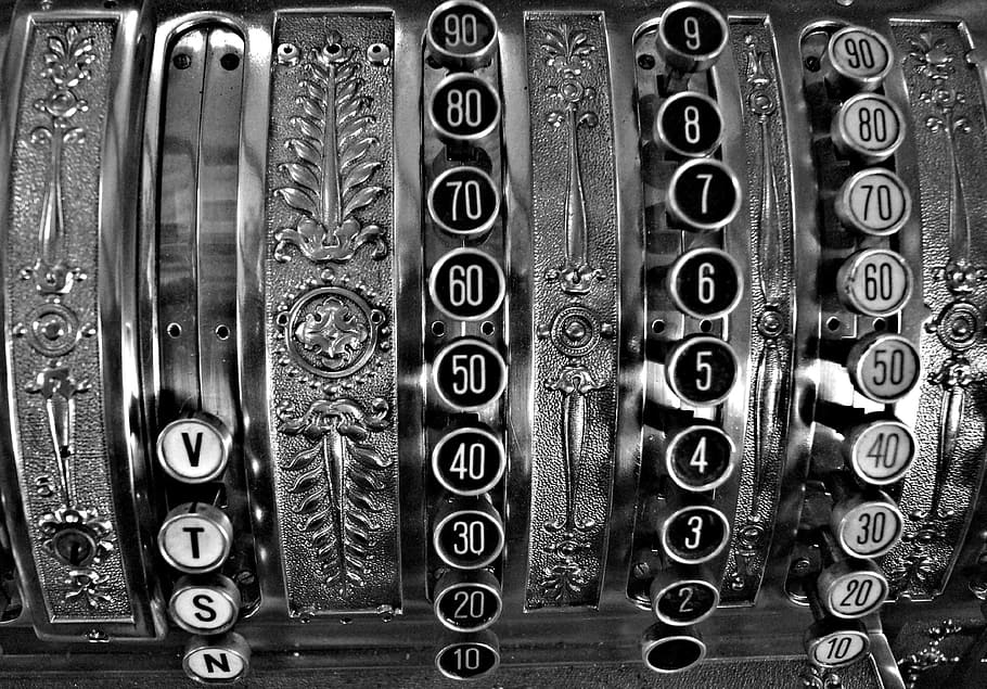 Checkout, Old, old checkout, pay, old fashioned, keys, antique HD wallpaper