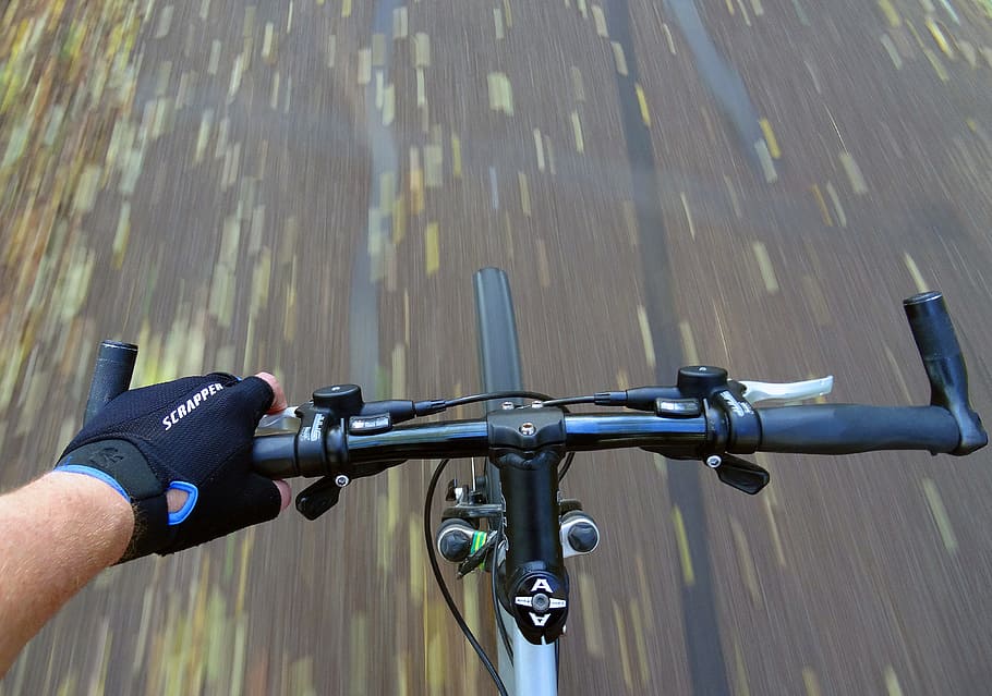 person holding on bicycle handlebar, mountain biking, bike, sport, HD wallpaper