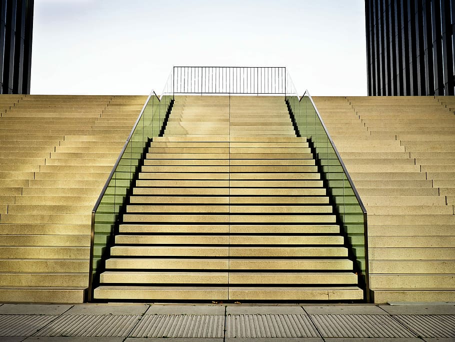 Stairs, Modern, Architecture, gradually, building, metal, düsseldorf, HD wallpaper