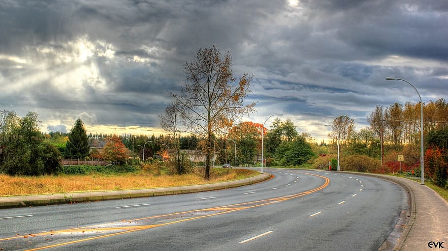 langley, streets, direction, road, sky, clouds, outdoors, scenic HD wallpaper
