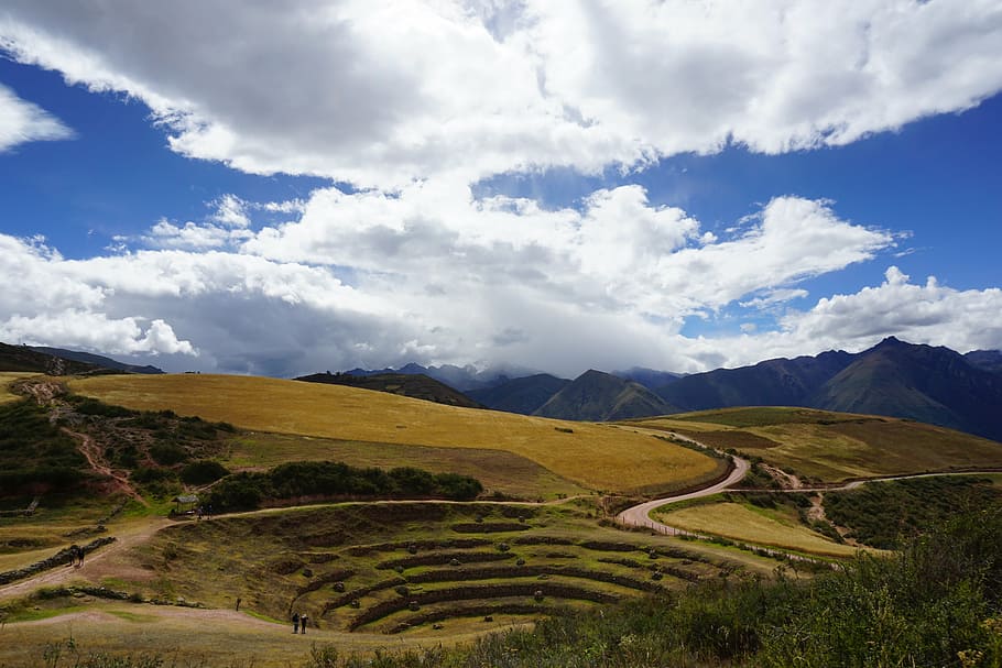 peru, mountains, fields, nature, asia, agriculture, hill, landscape HD wallpaper