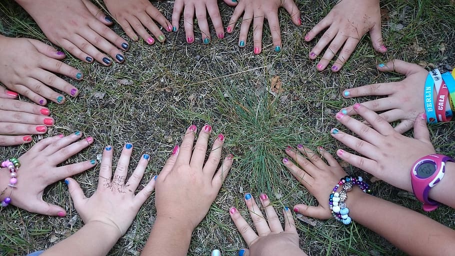 Children, Hands, Fun, Nature, green, human body part, human hand HD wallpaper