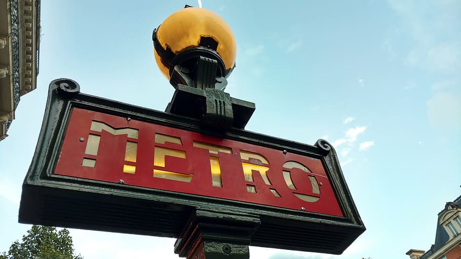 Sign, Metro Station, Paris Metro, metro sign, city, train, subway