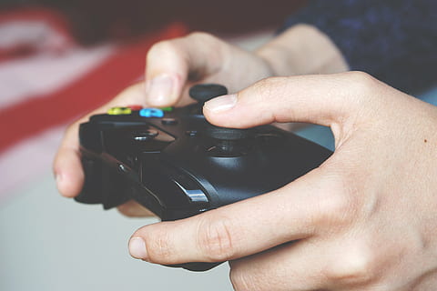 black game pad, video games, joy-stick, controller, play, computer games HD wallpaper