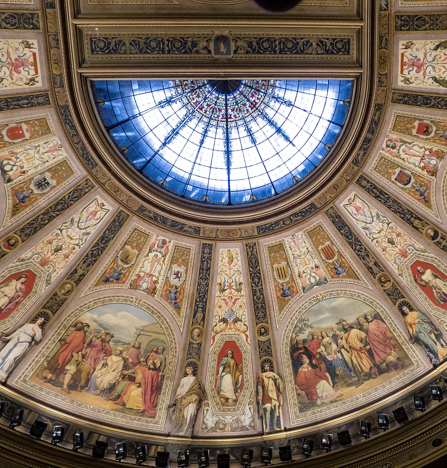ceiling, congress, madrid, fresh, painting, light, coup d ' état HD wallpaper