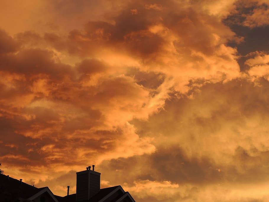 Clouds, Sunset, Silhouette, Orange, sky, sky clouds, golden HD wallpaper